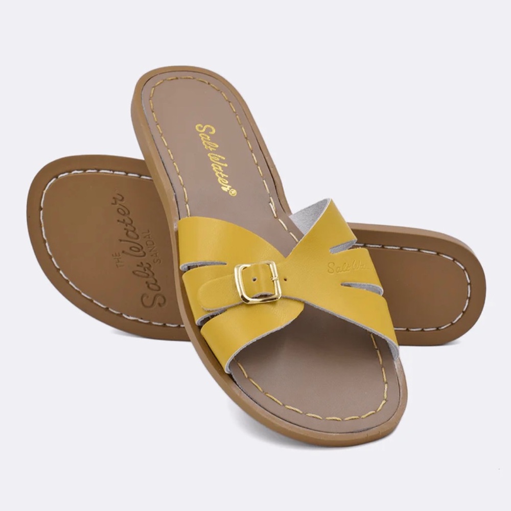 Salt Water Womens Mustard Classic Slides - Size US 8 / Hoy Size 6 - Picture 11 of 15